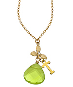 Diane Yang Gold Initial and Gemstone Orchid Pendant Necklace
